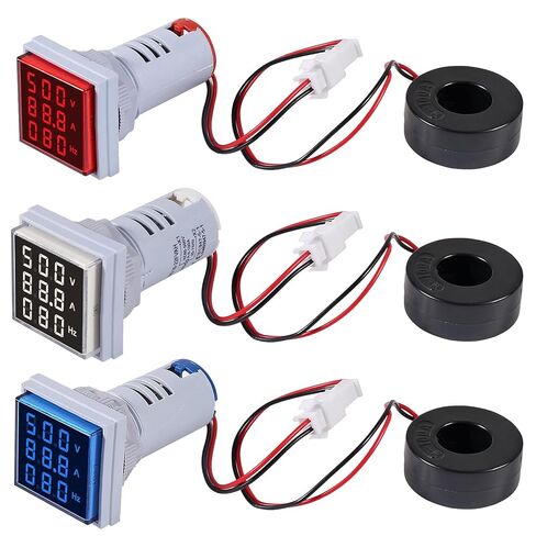 3PCS AC Current Voltage Amperage Power Energy Panel Meter LCD Digital Display Ammeter Voltmeter Multimeter with CT AC 60-500V 0-100A 20-75 Hz Multi-Function Power Monitor in Saudi Arabia