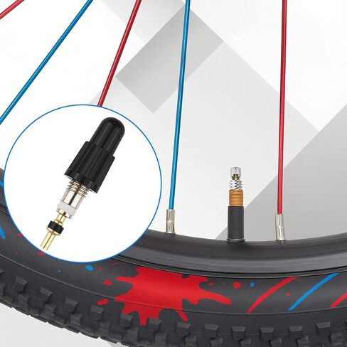 22 Pcs Presta Valve Core Repair Kit, 10 Valve Cores 10 Valve Caps 2 Plastic Buckles Brass Presta Valve Stem Adapter for MTB Bicycle Tires in Saudi Arabia
