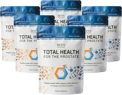 Ben's Natural Health مكمل الصحة الكاملة للبروستاتا مع بيتا سيتوستيرول وفيتامينات C وD وE والزنك والكركم، 120 كبسولة نباتية in Saudi Arabia