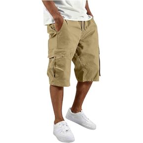 Cargo Shorts for Men Athletic Casual Classic Hiking Drawstring Stretch Short with Pockets Elastic Waist Summer Clothes in Kuwait