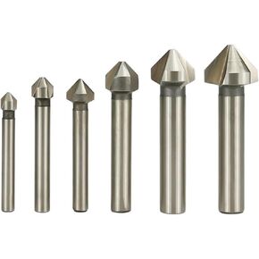 6pcs Countersink Drill Bit Set 90 Degrees 3 Flute Chamfering Cutter End Mill Tool 6.3-20.5mm HSS for Wood Metal Machine Tools in Kuwait