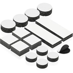 72pcs Heavy Duty Hook and Loop Strips with Industrial Strength Adhesive, Double Sided Mounting Tape Fasteners, Black Square & Round Sticky Pads for Home, Office, and Outdoor DIY in Kuwait