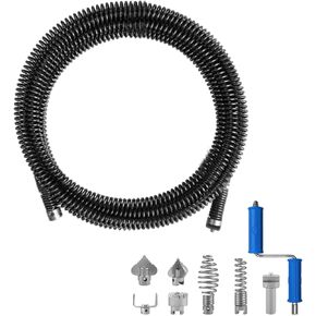 32.8 Feet x 1/2 inch Solid Drain Cleaning Cable with Six Shapes of Cutters, Manually Adapter and Powered Adapter, Steel Flexible Solid Core Sewer Drain Auger Snake Clog Pipe Removal Tool in Saudi Arabia