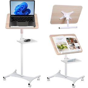 Floor/Desktop Standing Book Stand,Solid Wood, Music Stand for Sheet Music with Tray, 4 Lockable Casters, Laptop Stand with Page Clips, Height from 20-51in, for Laptops, Bible/Cookbook in Saudi Arabia