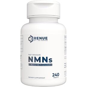 رينو بالعلم ملحق NMN | 240 Chewable Vegetarian Tablets - 250mg Nicotinamide Mononucleotide per Serving | Lemon Flavour - Manufactured in the USA Third-Party Tested in Kuwait