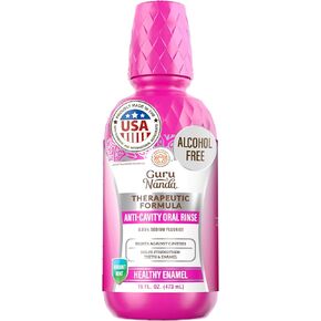 غسول الفم بالفلورايد المضاد للتسوس من جوروناندا - يساعد على منع التسوس وتقوية الأسنان والمينا - 0.05% غسول الفم العلاجي بفلوريد الصوديوم - خالي من الكحول، نعناع نابض بالحياة - 16 أونصة، عبوة من قطعتين in Kuwait