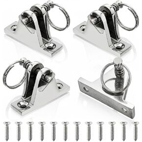 Hacaroa 4 Pack Bimini Top Deck Hinge، Bimini Top Fittings تركيب الأجهزة بين قوسين مظلة القارب، دبوس سريع التحرير، 316 الفولاذ المقاوم للصدأ، وشملت مسامير التثبيت in Kuwait