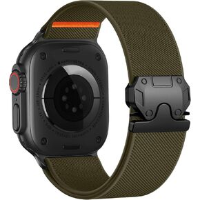 Dirrelo 26 مم أربطة رياضية مرنة متوافقة مع Apple Watch Ultra 3/2 Band 49mm 46mm 45mm 44mm 42mm للرجال، مشبك باراشوت قابل للتعديل من نسيج النايلون حزام معصم لسلسلة iWatch 11 10 SE 9 8 7 6 5 4 in Kuwait