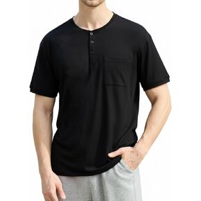 قمصان هينلي بجيب من صوف ميرينو للرجال لممارسة التمارين الرياضية في صالة الألعاب الرياضية، تي شيرت رجالي خفيف الوزن ناعم ماص للرطوبة in Kuwait