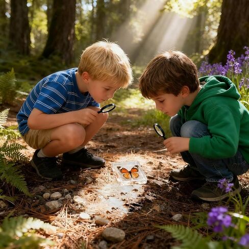 6 قطع من عينات الفراشة الحقيقية ثقالة الورق مع نظارات مكبرة، مجموعة متنوعة من الفراشات الراتنجية المؤطرة، ألعاب العرض التعليمية للعلوم في المنزل والمكتب والمدرسة (6 أنماط) in Kuwait