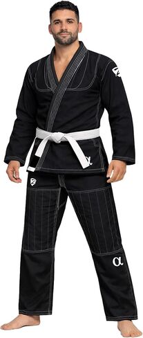 حذاء Alpha Gi للرجال - كيمونو BJJ ممتاز، نسيج لؤلؤي متين ومضاد للتمزق، يتضمن حزام وحقيبة بيضاء in Saudi Arabia