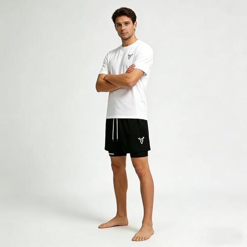 Men’s Athletic Running Shorts with Liner Double Layer Gym Workout Training Shorts for Fitness Running and Active Wear in Saudi Arabia