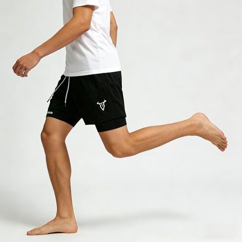 Men’s Athletic Running Shorts with Liner Double Layer Gym Workout Training Shorts for Fitness Running and Active Wear in Saudi Arabia