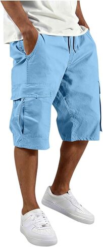 Cargo Shorts for Men Athletic Casual Classic Hiking Drawstring Stretch Short with Pockets Elastic Waist Summer Clothes in Saudi Arabia