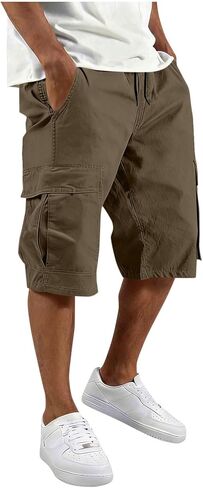 Cargo Shorts for Men Athletic Casual Classic Hiking Drawstring Stretch Short with Pockets Elastic Waist Summer Clothes in Saudi Arabia