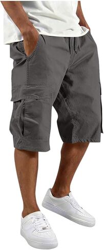 Cargo Shorts for Men Athletic Casual Classic Hiking Drawstring Stretch Short with Pockets Elastic Waist Summer Clothes in Saudi Arabia