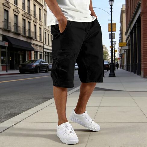 Cargo Shorts for Men Athletic Casual Classic Hiking Drawstring Stretch Short with Pockets Elastic Waist Summer Clothes in Saudi Arabia