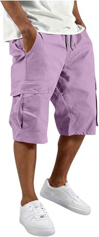 Cargo Shorts for Men Athletic Casual Classic Hiking Drawstring Stretch Short with Pockets Elastic Waist Summer Clothes in Saudi Arabia