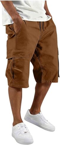 Cargo Shorts for Men Athletic Casual Classic Hiking Drawstring Stretch Short with Pockets Elastic Waist Summer Clothes in Saudi Arabia