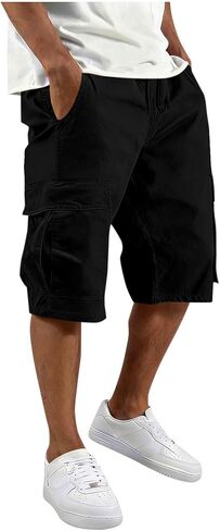 Cargo Shorts for Men Athletic Casual Classic Hiking Drawstring Stretch Short with Pockets Elastic Waist Summer Clothes in Saudi Arabia