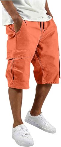 Cargo Shorts for Men Athletic Casual Classic Hiking Drawstring Stretch Short with Pockets Elastic Waist Summer Clothes in Saudi Arabia
