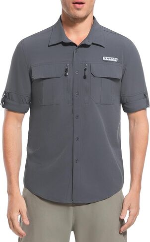 Men's Outdoor Sun Protection Shirt Long Sleeve Quick Dry Lightweight Breathable UPF50+ Hiking Fishing Travel Camping in Saudi Arabia