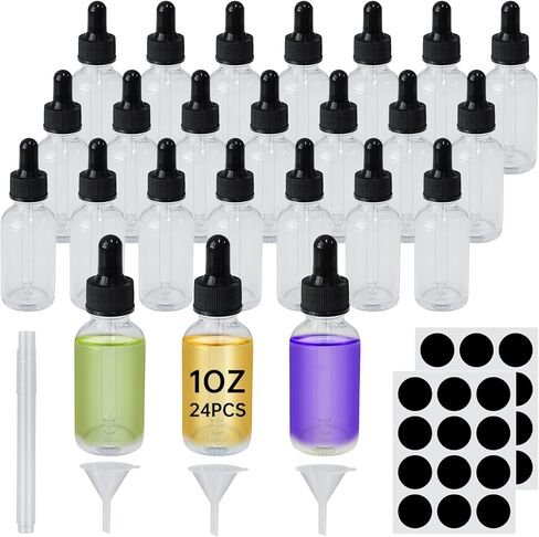 12pcs 1 أوقية زجاجة قطرة زجاجية صافية 30 مل ، زجاجات الصبغة مع قطارة زجاجية ، للزيوت الأساسية ، والعلاج العطري ، التجميل ، المختبر ، الصيدلية ، السوائل ، السفر (12) in Kuwait
