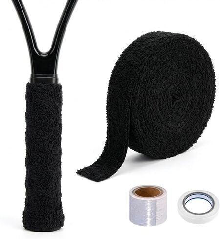 مجموعة شريط منشفة التنس WAKALALA 3 في 1 | قبضة طويلة للغاية من القطن مضادة للانزلاق بطول 16.4 قدمًا لمضارب التنس وكرة الريشة | الحد الأقصى لامتصاص العرق وتقليل الصدمات in Kuwait