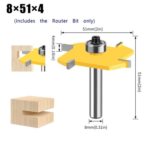 1 قطعة 4 حافة T-نوع الشق القاطع 8X51X4mm ، أداة طحن ذات رأس كروي من الصلب التنغستن لتقليم الخشب in Kuwait