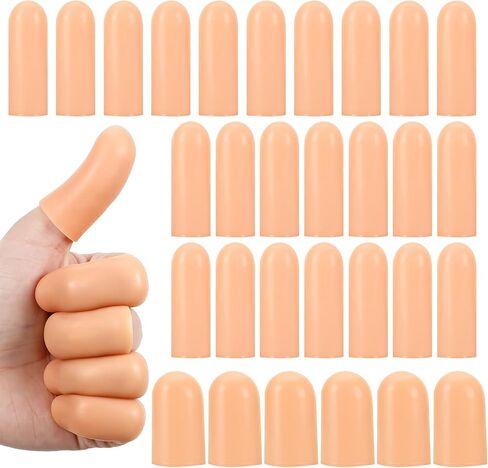 30 Pcs Silicone Finger Protectors Gel Finger Cots Reusable Fingers Sleeve Soft Thumb Cover High Elastic Fingertip Bandages for Cracked Skin Blisters Calluses Nude (White, 24pcs Large + 6pcs Small) in Saudi Arabia