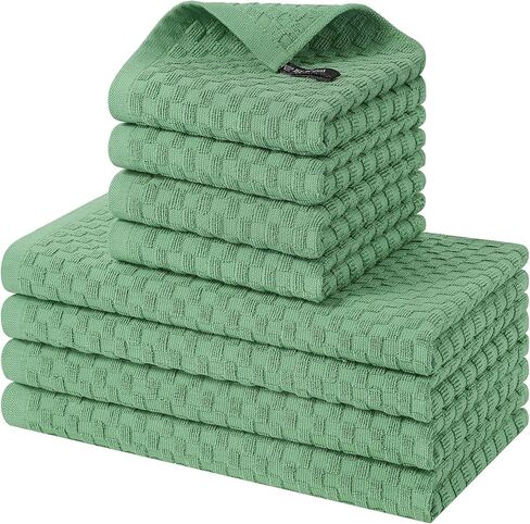 Homaxy 100% Cotton Kitchen Towels and Dishcloths Set, 12 x 12 & 15 x 25 Inches, Set of 8 Bulk Terry Cloth Dish Towels, Super Soft and Absorbent Hand Towel with Hanging Loop, Dark Grey in Saudi Arabia