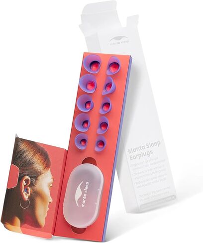 Manta Sleep Earplugs – Engineered for Maximum Side-Sleep Comfort, Reusable Ear Plugs for Noise Reduction, Includes 5 Sizes for a Perfect Fit, Stays in Place All Night in Kuwait
