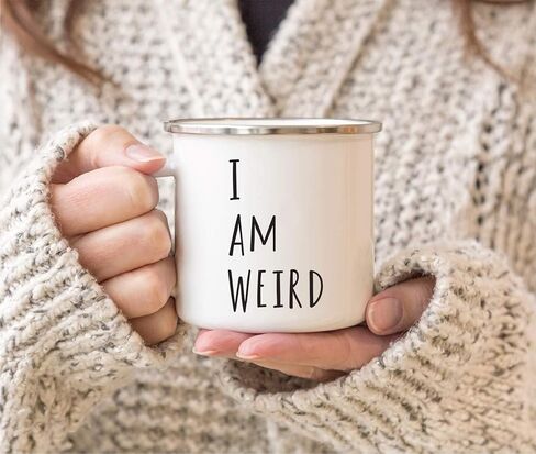 Andaz Press Stainless Steel Campfire Coffee Mugs Gift Set, I Am Weird, I Love Weird, 2-Pack, Girlfriend Boyfriend Cute Couple Gifts, Metal Enamel Campfire Camp Cup, Includes Gift Box in Saudi Arabia