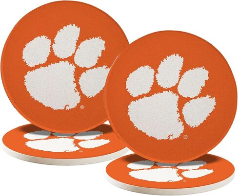 Desert Cactus Clemson University Circle Ceramic Coasters 4 Pack Tigers Absorbent Drink Coasters with Cork Backing (Design A) in Saudi Arabia