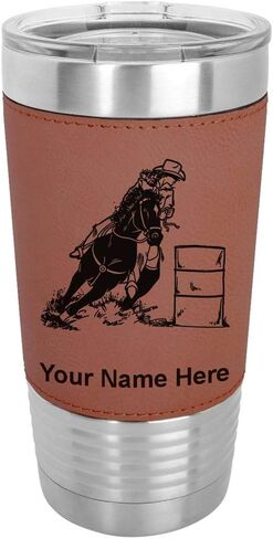 LaserGram 20oz Vacuum Insulated Tumbler Mug, Barrel Racer, Personalized Engraving Included (Faux Leather, Teal) in Saudi Arabia