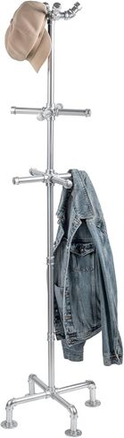MyGift 64 Inch Industrial Black Metal Freestanding Coat Rack Stand with Realistic Pipe Design and 12 Hooks, Entryway Organizer for Hanging Coats, Hat, Handbags, Scarves in Kuwait