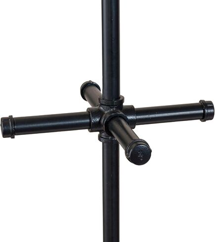 MyGift 64 Inch Industrial Black Metal Freestanding Coat Rack Stand with Realistic Pipe Design and 12 Hooks, Entryway Organizer for Hanging Coats, Hat, Handbags, Scarves in Kuwait
