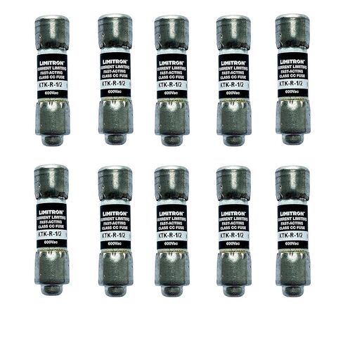 10 عبوات جديدة KTK-R-1/2 KTK-R-1/2A KTK-R 0.5A 600Vac صمامات سريعة المفعول، KTK-R-1/2A صمامات خرطوشة رفض الفئة CC الحالية in Kuwait