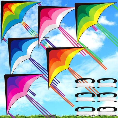 Halloscume Large Delta Kites for Adults Easy to Fly 57.1 Inch with 328.1 ft String Rainbow Beach Delta Kites for Beginner Outdoor Supplies(Classic) in Saudi Arabia