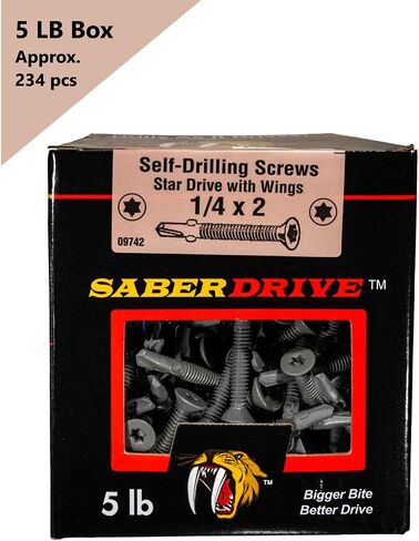 براغي لوح الأرضية من ستار درايف مع أجنحة، صندوق 1 رطل، تقريبًا. 37 قطعة - 1/4 بوصة × 2-1/2 بوصة براغي ذاتية اللصق، تشكيل خيط مقاوم للحرارة والتآكل والتآكل للأرضيات والإصلاح in Kuwait