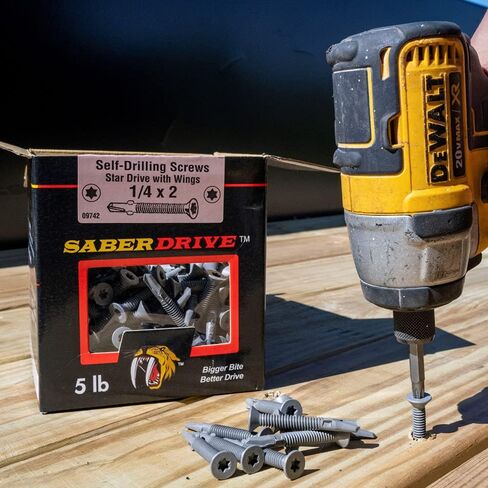 براغي لوح الأرضية من ستار درايف مع أجنحة، صندوق 1 رطل، تقريبًا. 37 قطعة - 1/4 بوصة × 2-1/2 بوصة براغي ذاتية اللصق، تشكيل خيط مقاوم للحرارة والتآكل والتآكل للأرضيات والإصلاح in Kuwait