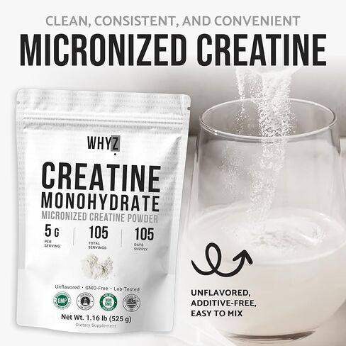 Creatine Monohydrate Powder, Micronized & Unflavored, Creatine Supplement for Men & Women, Muscle Support, Strength & Recovery, 105 Servings,1.16 lb (525g) in Saudi Arabia