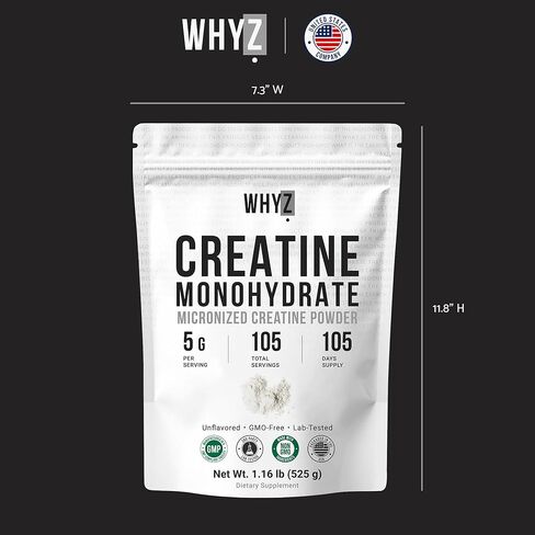 Creatine Monohydrate Powder, Micronized & Unflavored, Creatine Supplement for Men & Women, Muscle Support, Strength & Recovery, 105 Servings,1.16 lb (525g) in Saudi Arabia