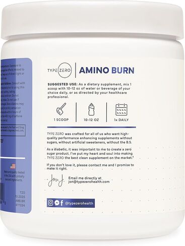Type Zero Amino Burn - Vegan BCAA + Clean Pre Workout Powder with Arginine AKG, L-Citrulline & Beta Alanine - Amino Acid Clean Energy, Endurance & Hydration Supplement - Blue Raspberry, 30 Servings in Kuwait