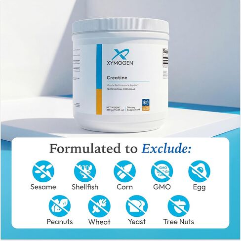 XYMOGEN Creatine - مسحوق الكرياتين لدعم العضلات - مكمل يومي للقوة والقدرة على التحمل وكتلة العضلات الهزيلة - مسحوق غير منكه - خالي من الغلوتين ومنتجات الألبان - 90 حصة in Kuwait