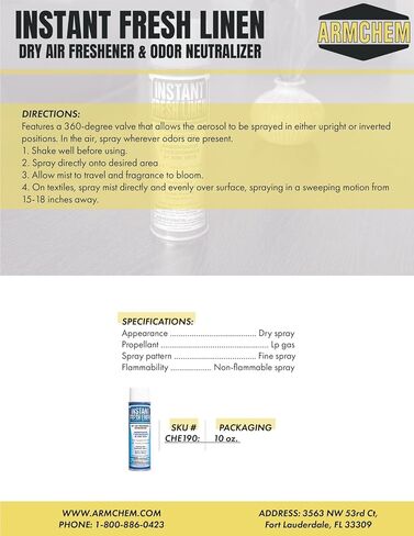 Instant Fresh Linen: Ultra-Fine Dry Air Freshener and Deodorizer for Neutralizing Odors and Leaving a Crisp, Clean Linen Scent in Commercial and Residential Spaces in Saudi Arabia