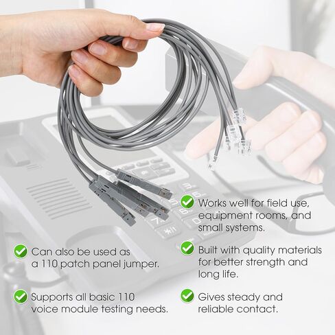 110 Test Head to RJ11 RJ45 Alligator Clip Voice Lead Adaptor - 5PCS 110 Phone Block Test Cable Adapter Check Cord for Phone Module Telecom Patch Panel in Saudi Arabia