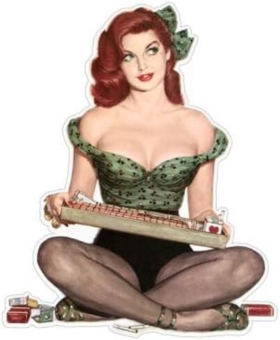 Pinup pin up pin-up Girl Player Sticker Decal 4" x 5" in Saudi Arabia