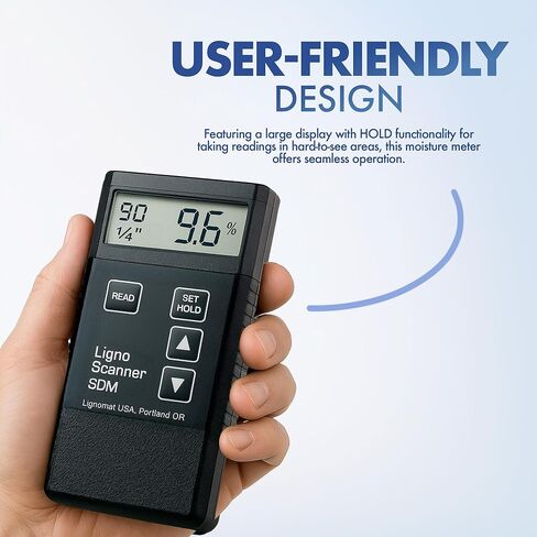 جهاز قياس الرطوبة بدون دبوس من Ligno Scanner SDM - مقياس رطوبة الخشب للأخشاب الصلبة والناعمة والخيزران والجدران الجافة والخرسانة - جهاز اختبار الرطوبة ثنائي العمق وكاشف لمفتشي الأرضيات ومركبي الأرضيات in Kuwait