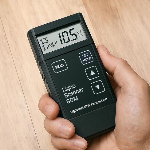 جهاز قياس الرطوبة بدون دبوس من Ligno Scanner SDM - مقياس رطوبة الخشب للأخشاب الصلبة والناعمة والخيزران والجدران الجافة والخرسانة - جهاز اختبار الرطوبة ثنائي العمق وكاشف لمفتشي الأرضيات ومركبي الأرضيات in Kuwait